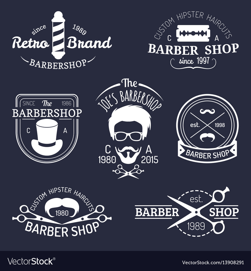 Set vintage hipster barbershop logos Royalty Free Vector