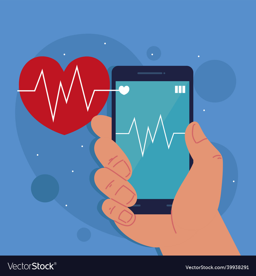 Smartphone showing heartbeat rate