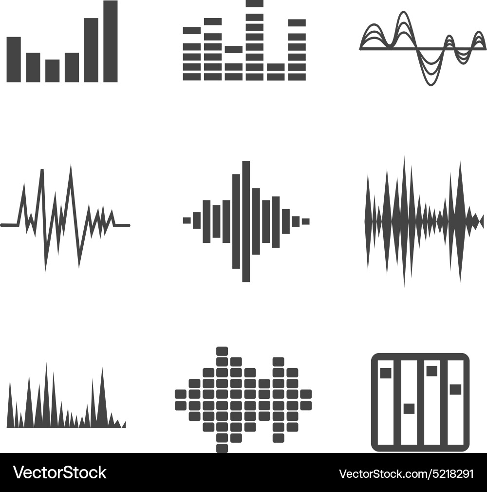 Sound waves set Royalty Free Vector Image - VectorStock