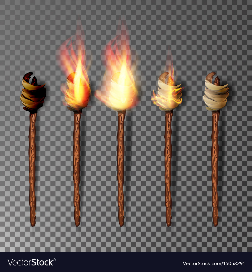Torch with flame realistic fire