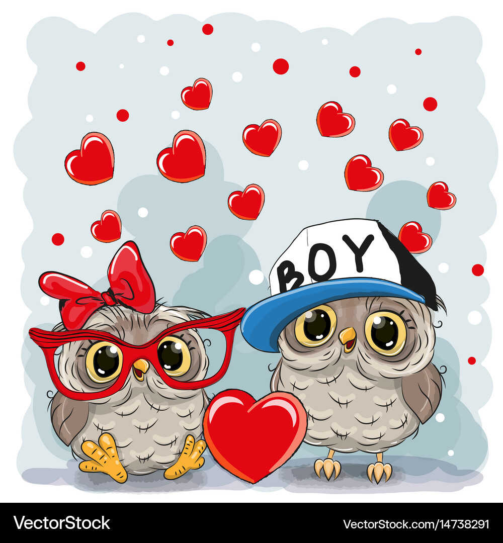 Two cute owls Royalty Free Vector Image - VectorStock