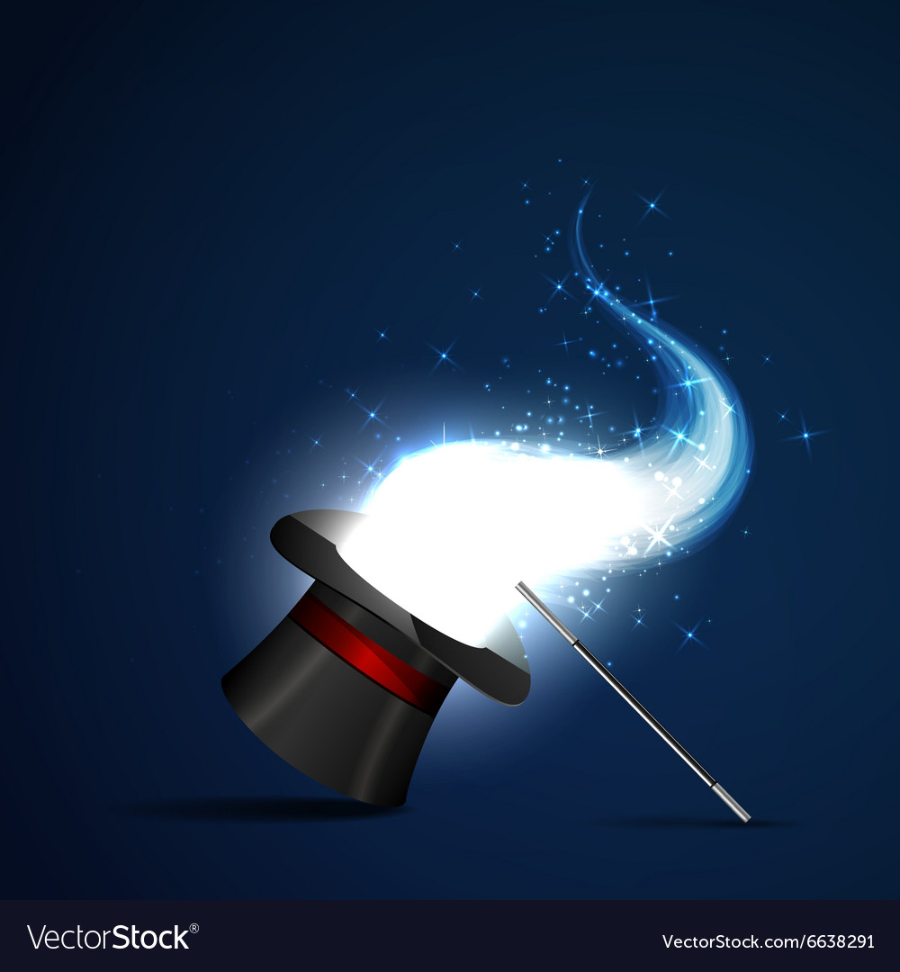 Wand and magical hat Royalty Free Vector Image