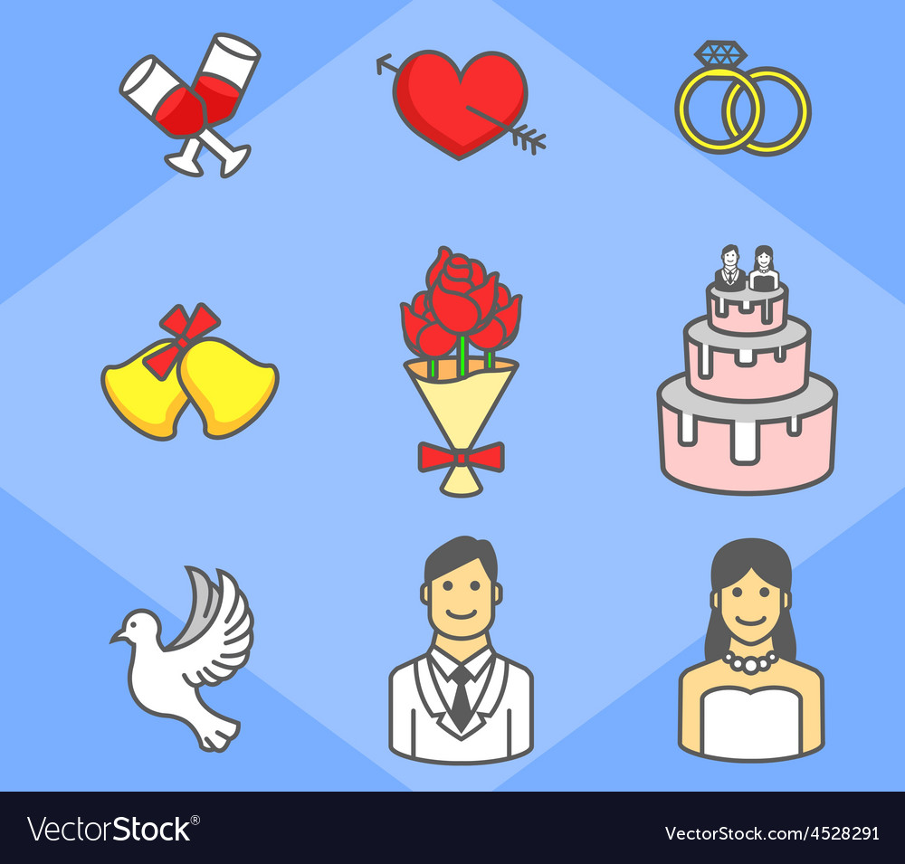 Wedding simple icon pack Royalty Free Vector Image