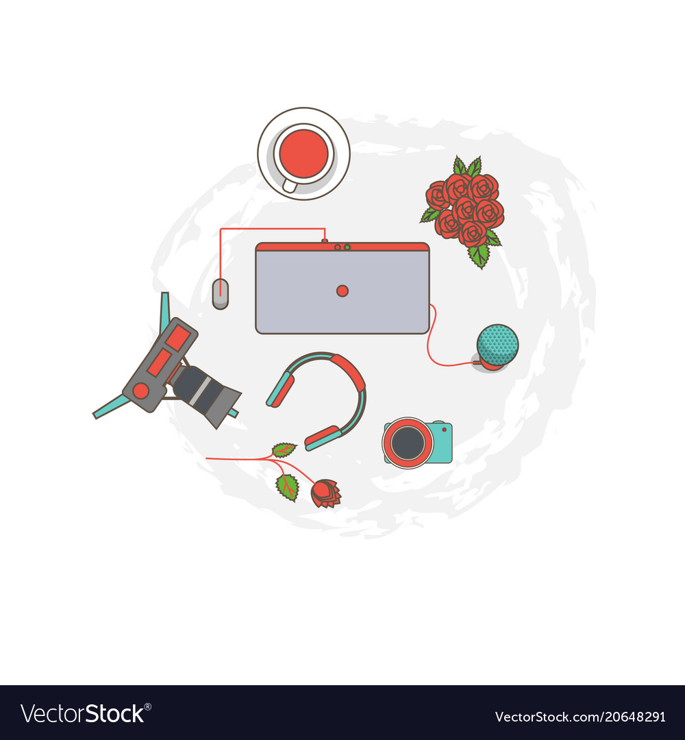 Workplace flat style computer a technique