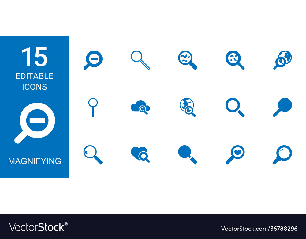 15 magnifying icons Royalty Free Vector Image VectorStock