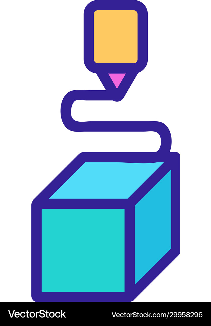 3d print printer icon isolated contour Royalty Free Vector