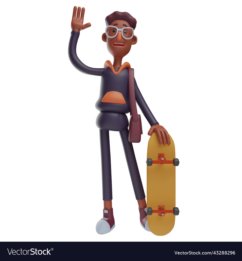 A cute 3d student cartoon having sk