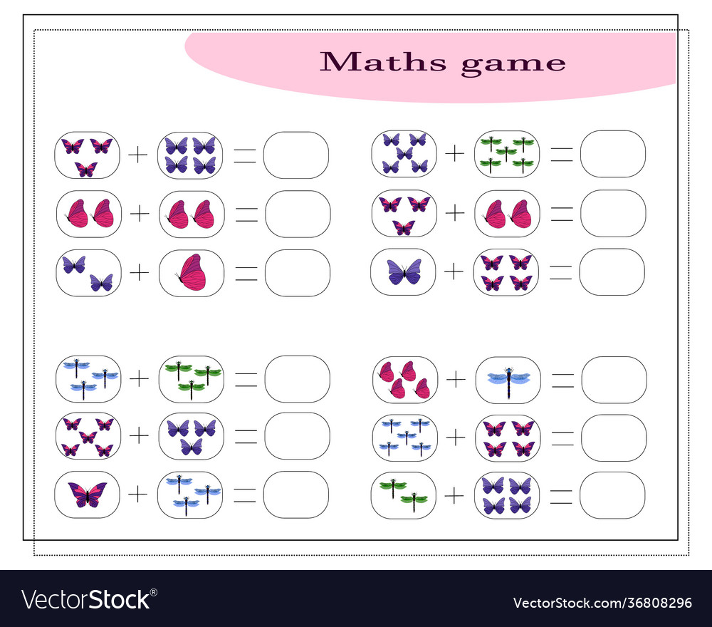 A math game for kids addition tasks count how Vector Image A math game for kids addition tasks count how