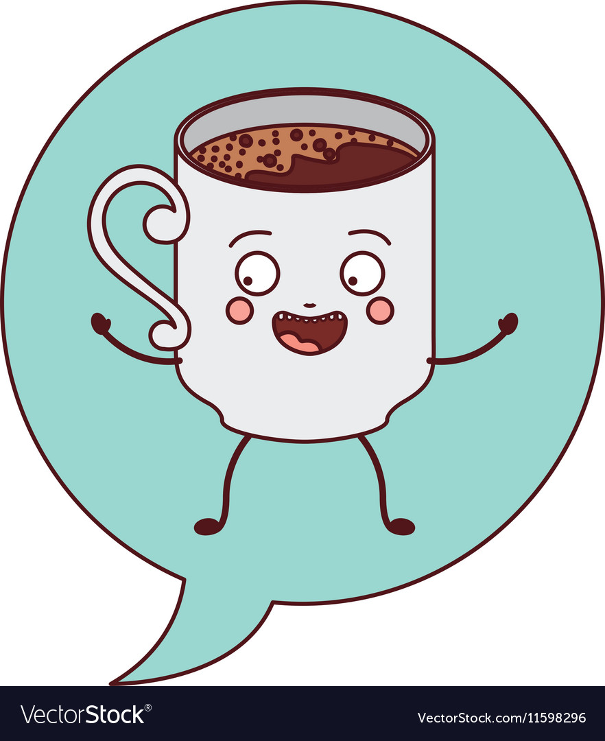 Download Animated cup of coffee inside of dialog Royalty Free Vector