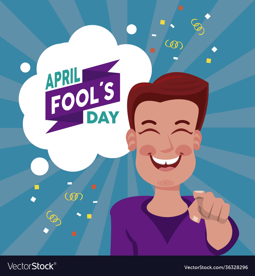 April fools day lettering with man laughing