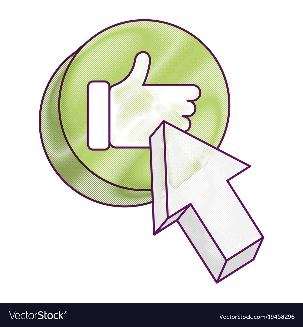 Arrow with like hand button icon