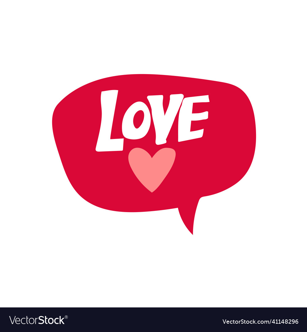 Cute pink heart love in speech bubble shape i Vector Image