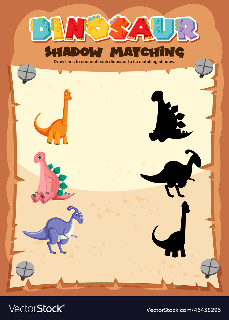 Dinosaur shadow matching game template