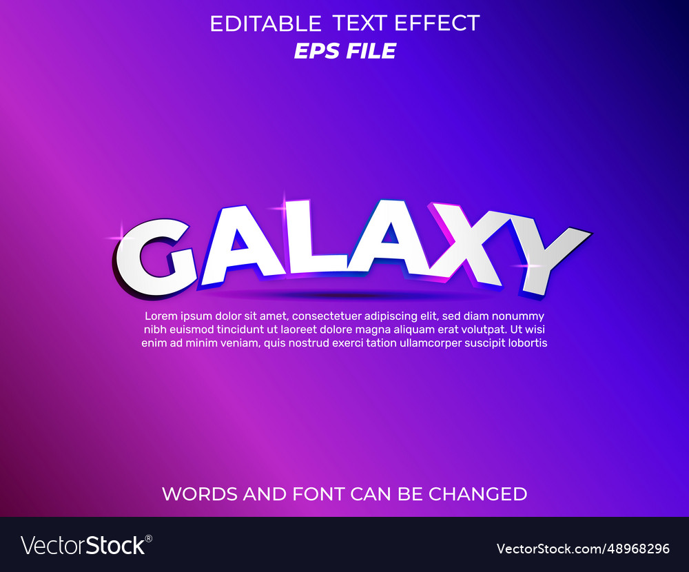 Galaxy text effect font editable typography 3d vector image Galaxy text effect font editable typography 3d