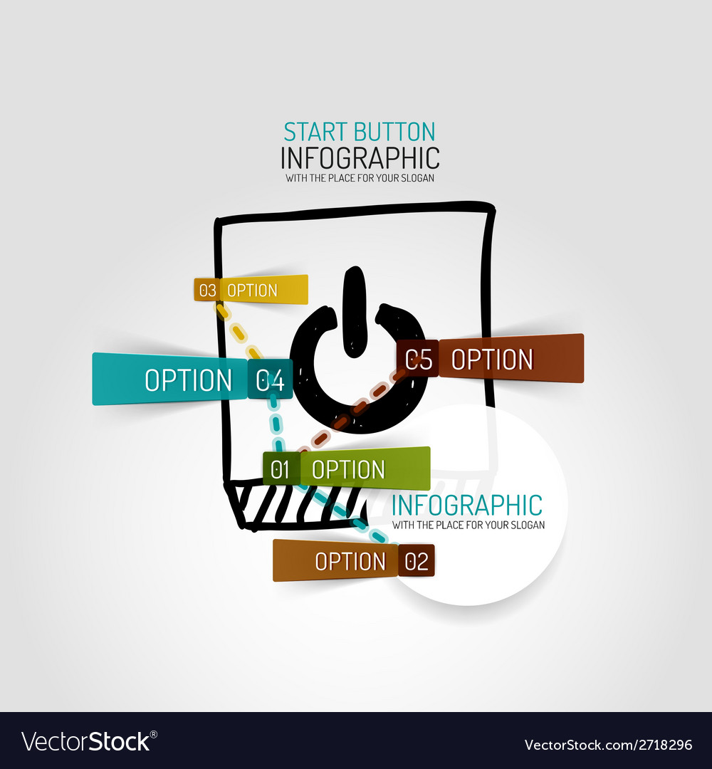 Hand drawn power button design and infographics