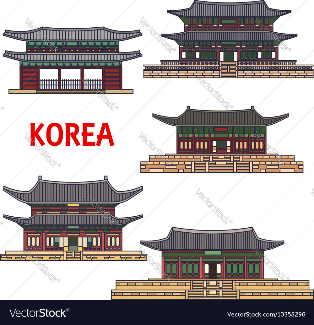 historic-temples-and-architecture-of-korea-vector-image