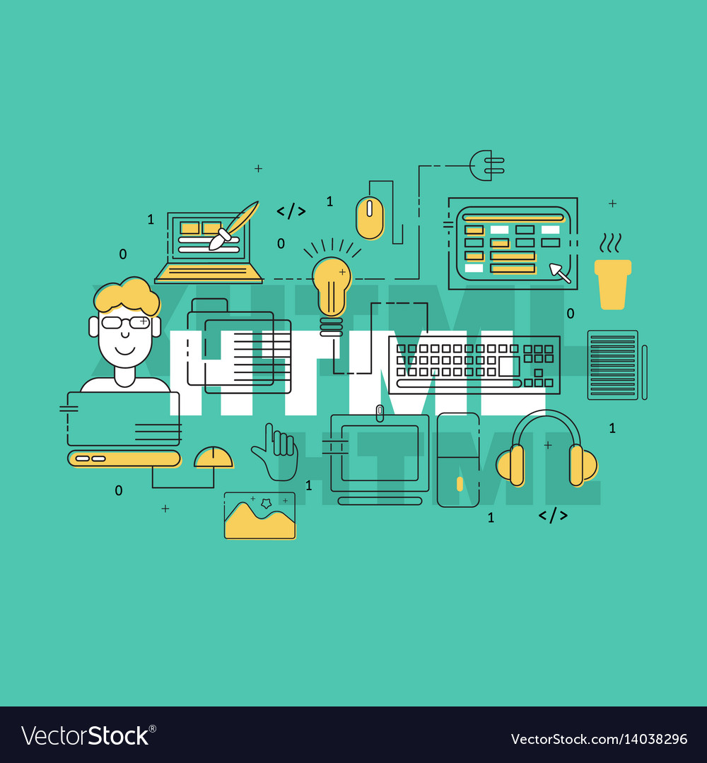 Html Coder Creative Banner Royalty Free Vector Image