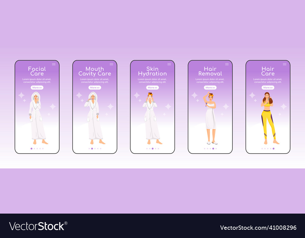 Hygiene routine onboarding mobile app screen flat Vector Image Hygiene routine onboarding mobile app screen flat