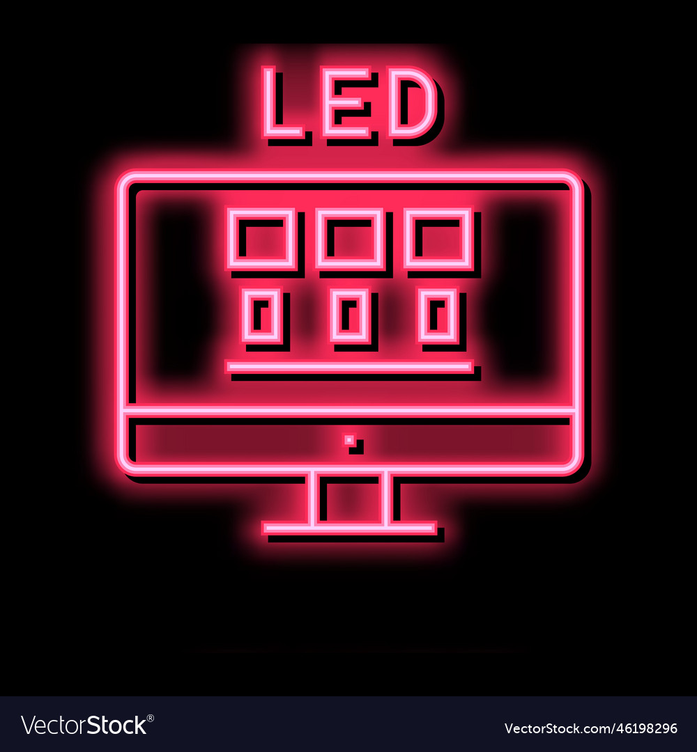 Led computer monitor neon glow icon Royalty Free Vector