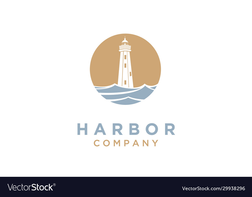 Lighthouse searchlight beacon tower beach logo Vector Image