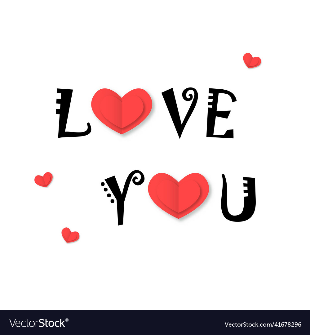 Love You With Red Hearts Royalty Free Vector Image