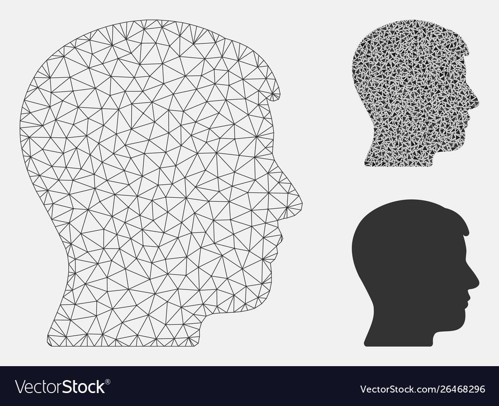 Man profile mesh wire frame model Vector Image Man profile mesh wire frame model