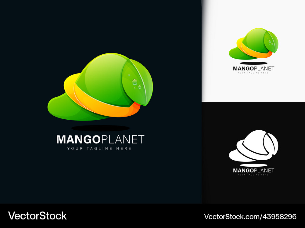 Mango planet logo design with gradient Royalty Free Vector