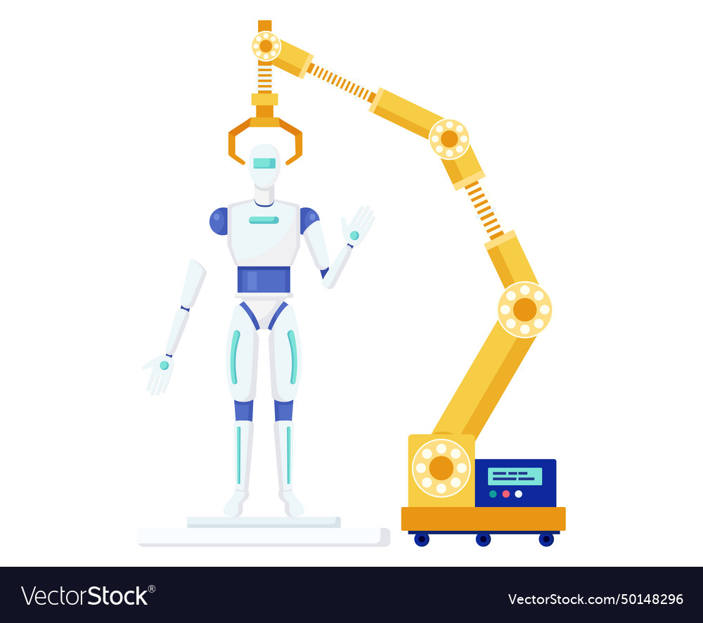 Modern robot assembly using advanced robotic arm vector image Modern robot assembly using advanced robotic arm