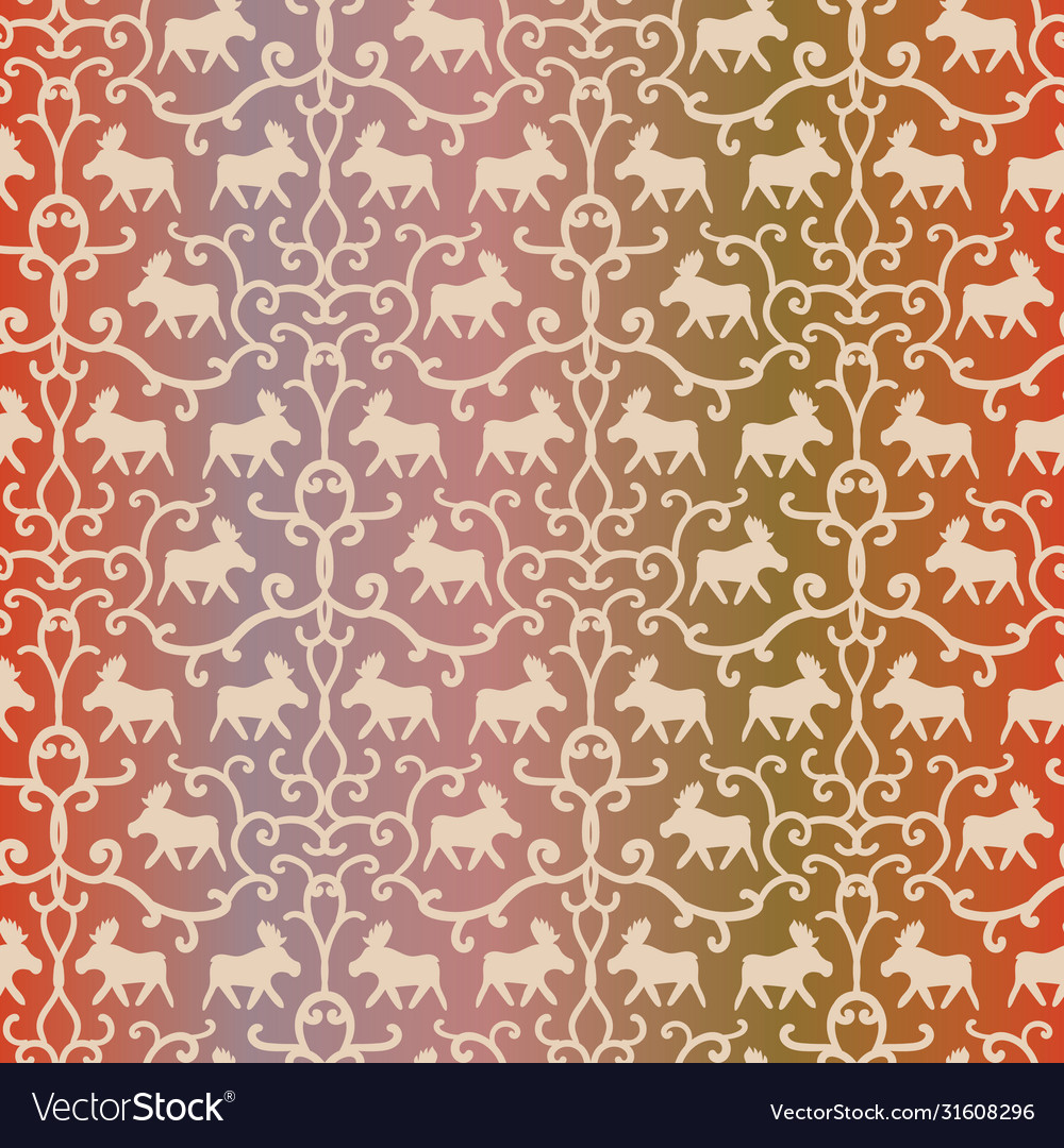 Moose damask seamless pattern with gradient