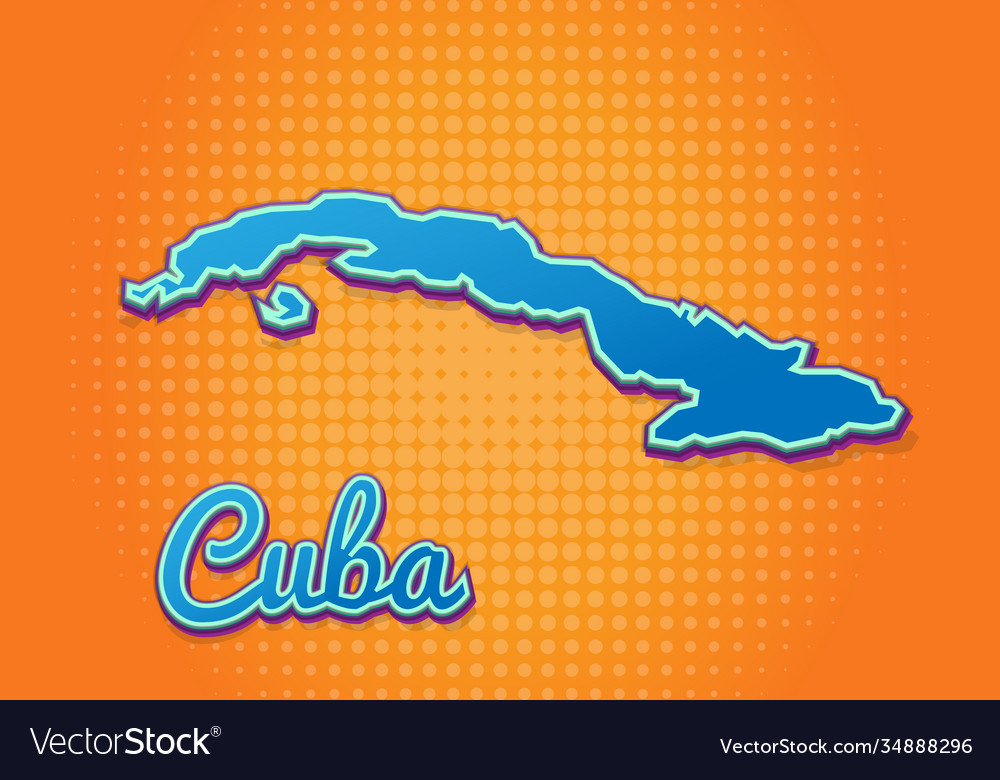 Retro map cuba with halftone background