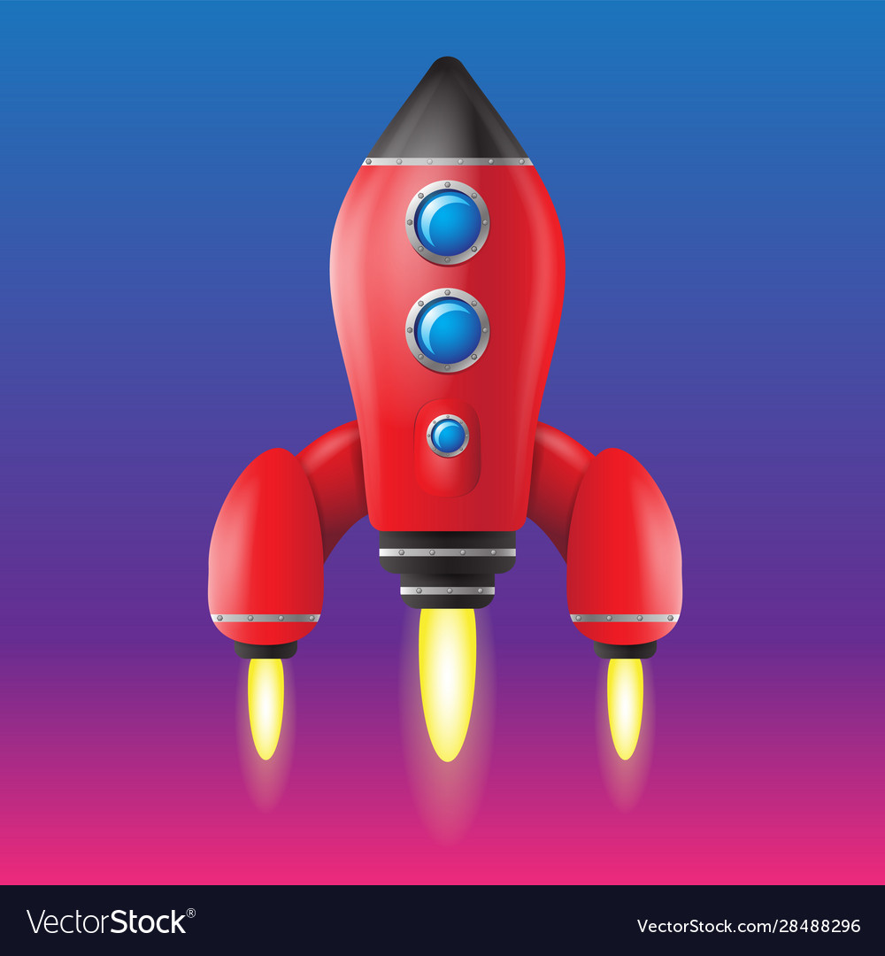 Rocket red design element on isolated background