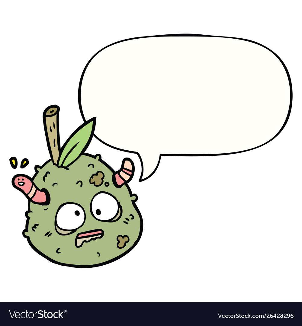 Rotting Pear with Worm Speech Bubble