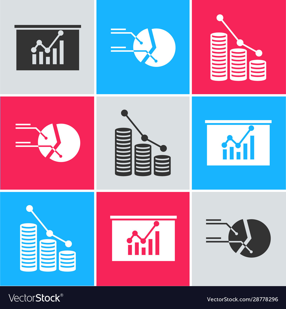 Set board with graph chart pie infographic vector image Set board with graph chart pie infographic