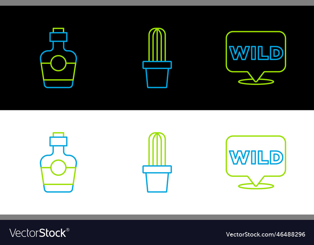 Set line pointer to wild west tequila bottle Vector Image Set line pointer to wild west tequila bottle