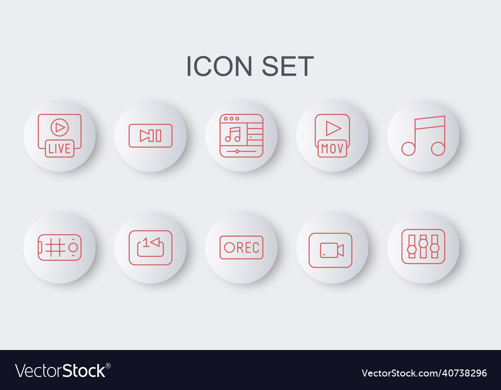 Set line sound mixer controller selfie mobile vector image Set line sound mixer controller selfie mobile
