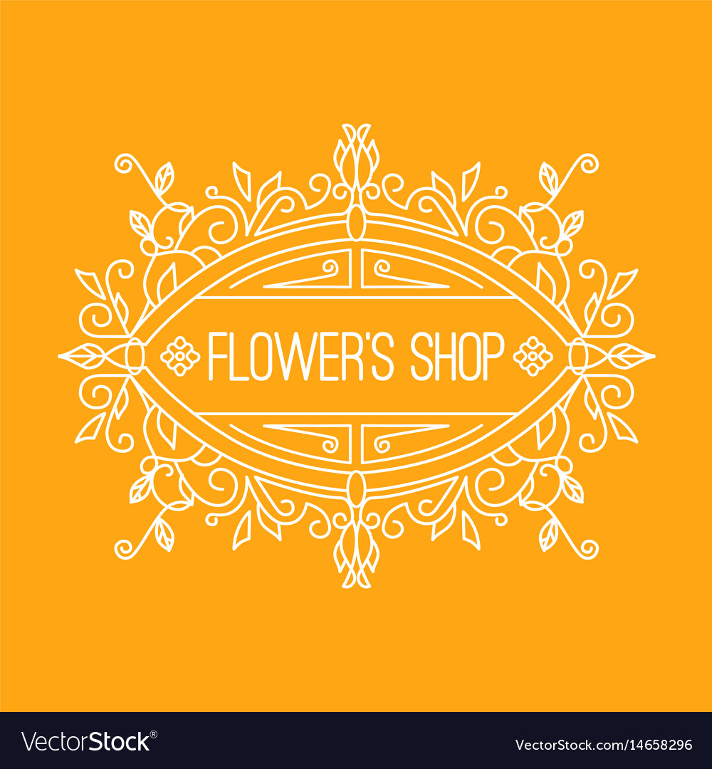 Unique flower frame symbol with linear
