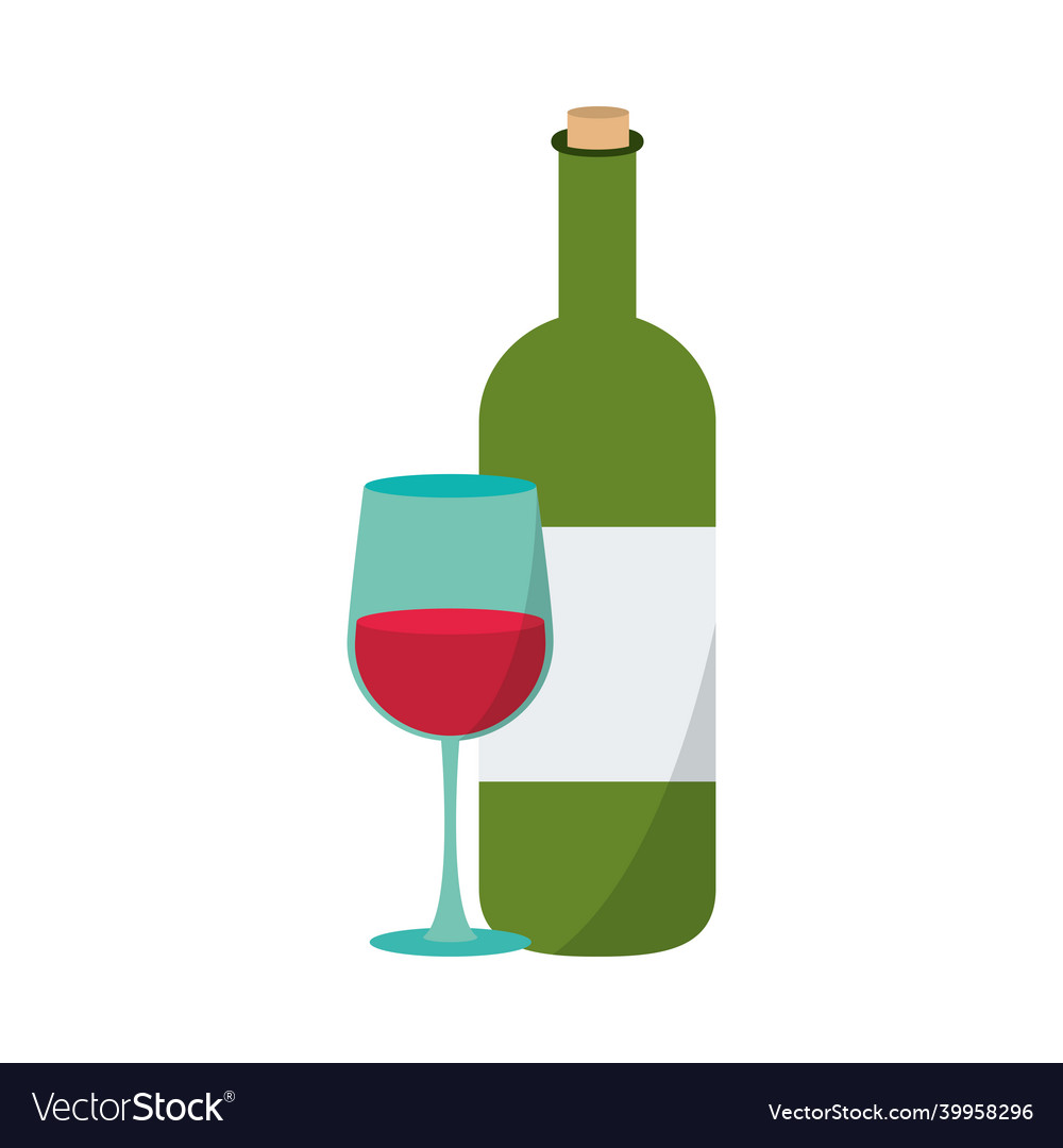 Wine bottle and cup Royalty Free Vector Image - VectorStock