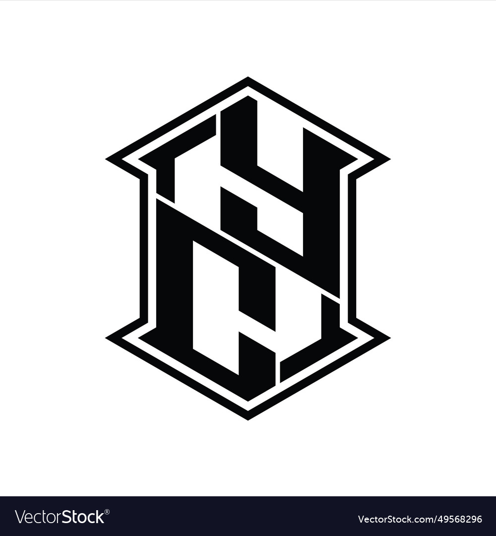 Yc logo monogram hexagon shield shape up and down