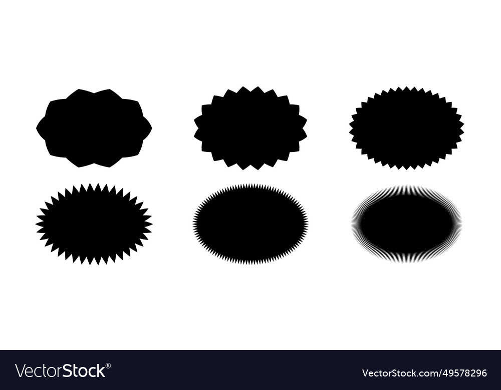 Zig zag edge ellipse shape collection jagged oval vector image Zig zag edge ellipse shape collection jagged oval