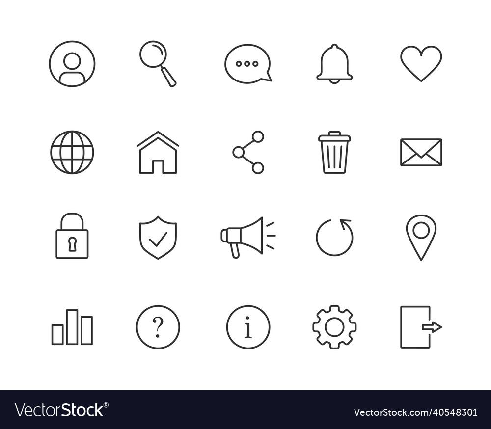 App & Web Icon Line Set - Editable Stroke