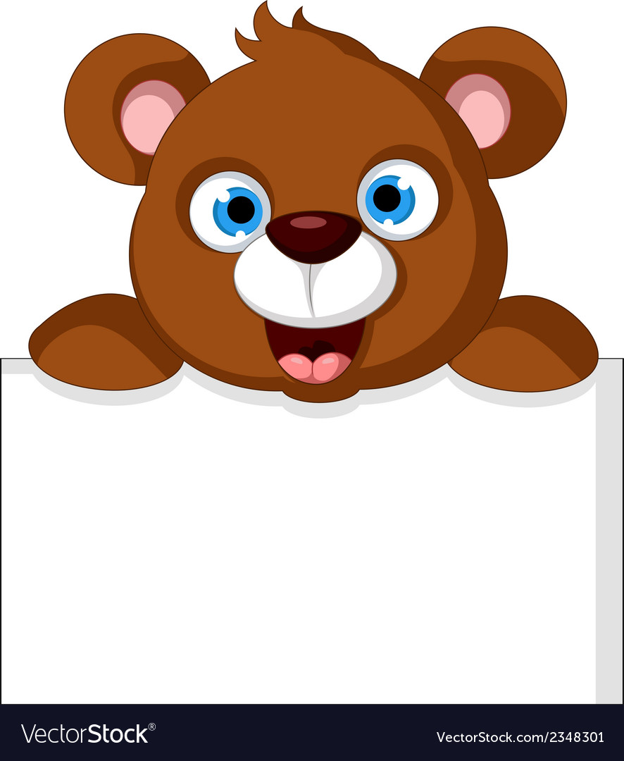 Brown bear cartoon with blank sign Royalty Free Vector Image