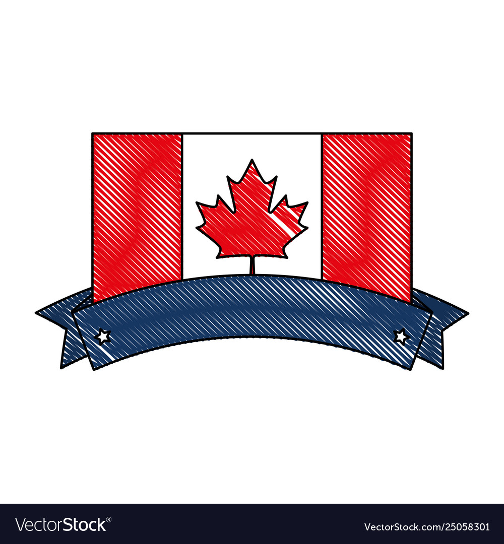 Canadian flag with ribbon frame