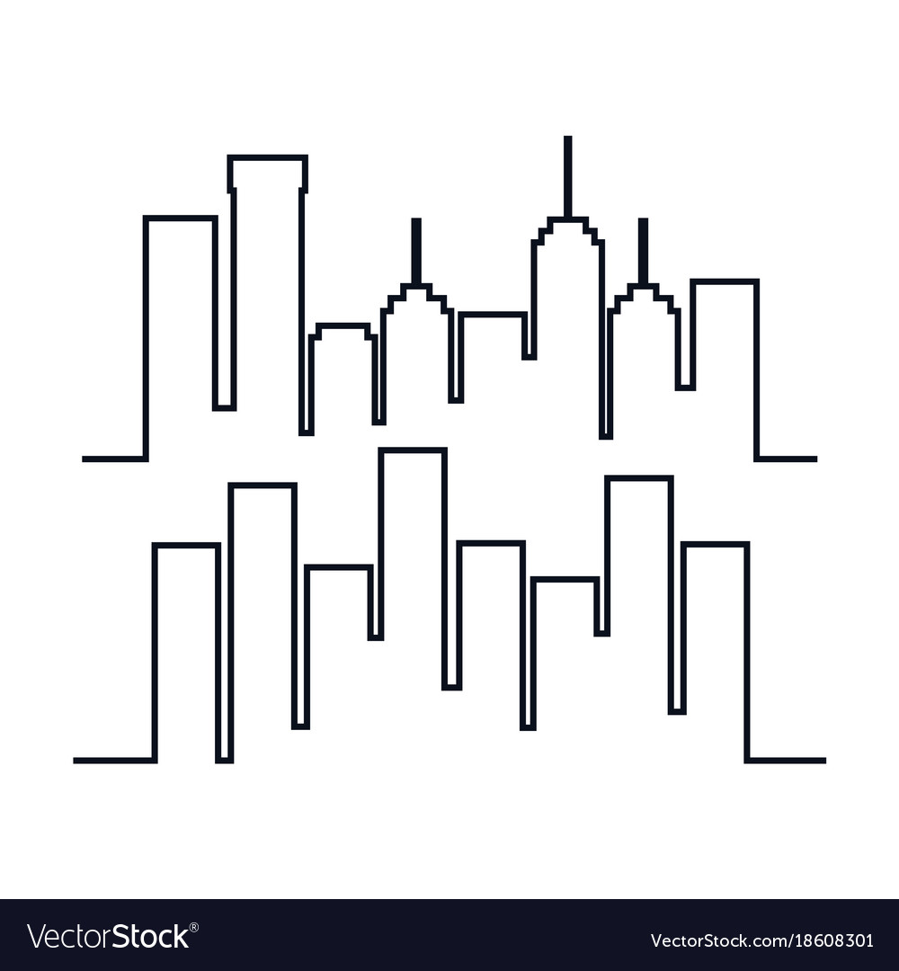 Cityscape Buildings Set Silhouette Icon Royalty Free Vector