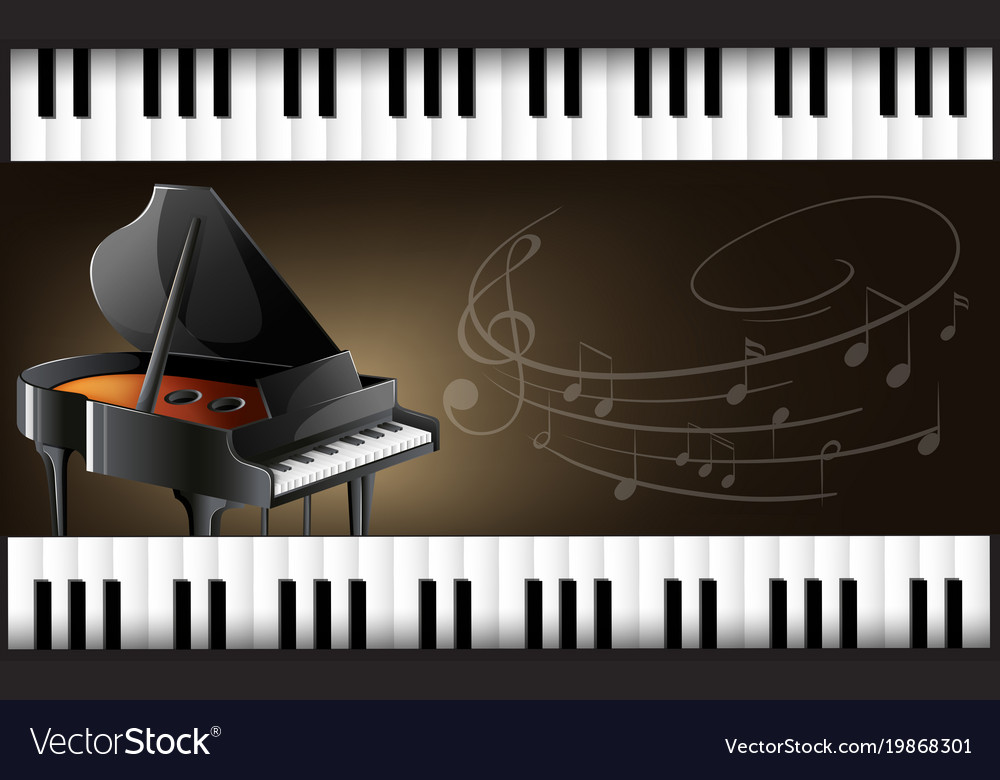 Grand piano with keyboards and musicnotes Vector Image