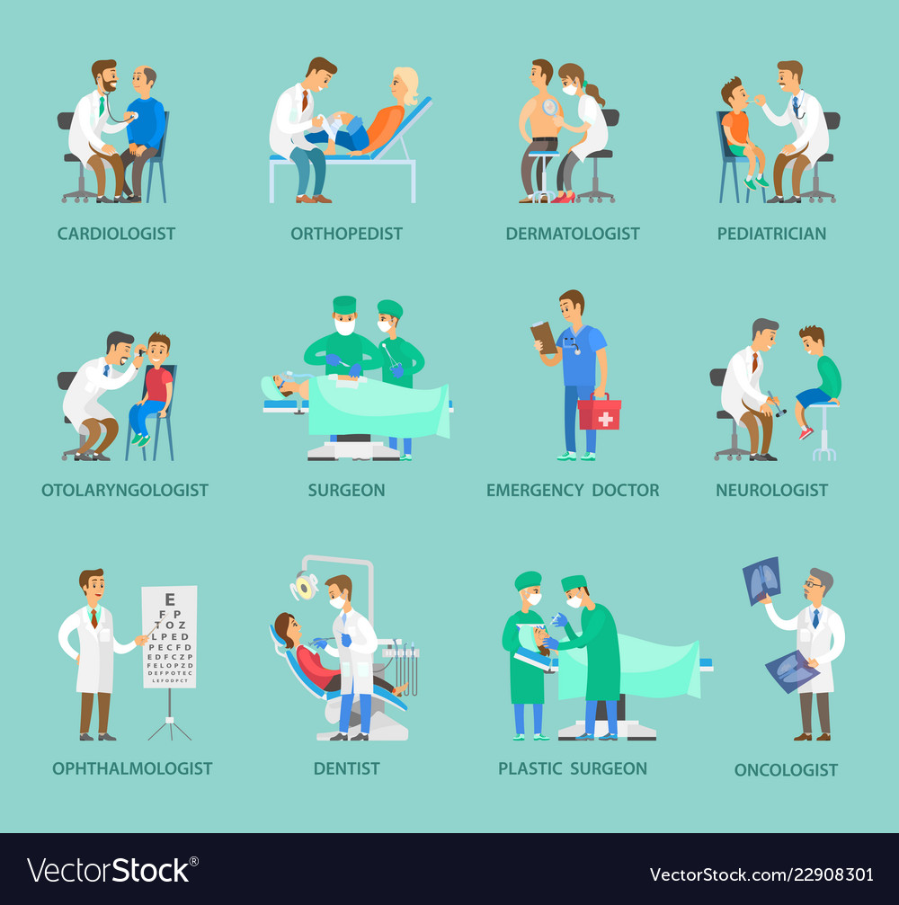 Group Of Doctors Banner In Cartoon Style Vector Image