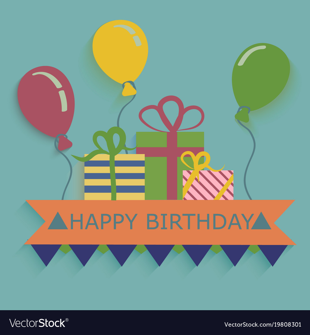 Happy birthday card design template balloon Vector Image