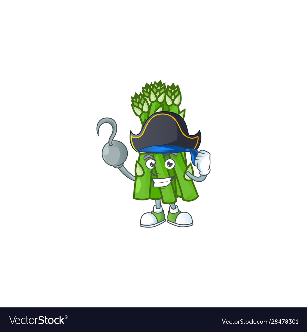 One Hand Pirate Asparagus Cartoon Character Vector Image