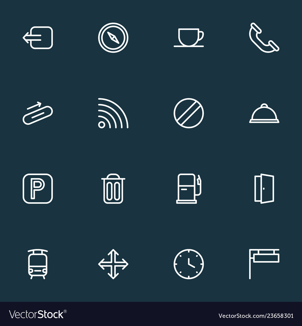 Public icons line style set with navigation vector image Public icons line style set with navigation