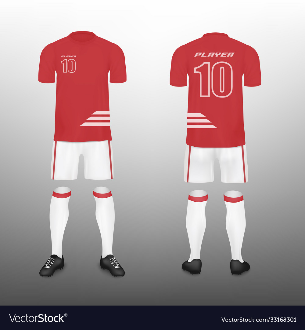 Realistic football player uniform kit mockup from Vector Image