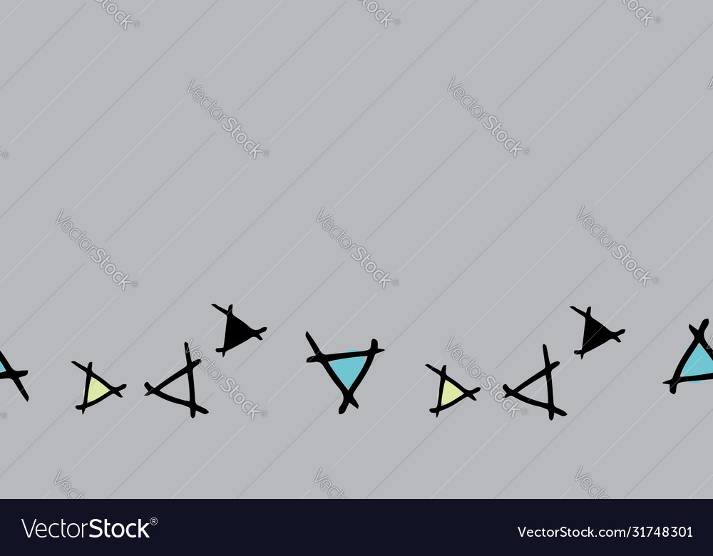 Row bouncing triangles border with gray vector image Row bouncing triangles border with gray